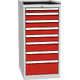 Workshop drawer cabinet for tools – 8 drawers Ohnivě červená - RAL 3000 Světle šedá - RAL 7035