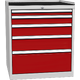 Workshop drawer cabinet for tools – 5 drawers Ohnivě červená - RAL 3000 Světle šedá - RAL 7035