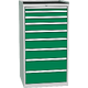 Workshop drawer cabinet for tools – 9 drawers Dopravní zelená - RAL 6024 Světle šedá - RAL 7035
