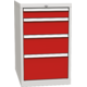Basic container with 4 drawers Ohnivě červená - RAL 3000 Světle šedá - RAL 7035