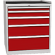 Workshop drawer cabinet for tools – 5 drawers Ohnivě červená - RAL 3000 Světle šedá - RAL 7035