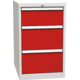 Basic container with 3 drawers Ohnivě červená - RAL 3000 Světle šedá - RAL 7035
