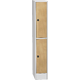 Horizontally divided steel locker with laminate doors Dekor - Bříza Světle šedá - RAL 7035