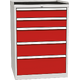 Workshop drawer cabinet for tools – 5 drawers Ohnivě červená - RAL 3000 Světle šedá - RAL 7035
