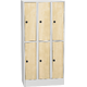 Horizontally divided steel locker with laminate doors Dekor - Buk Světle šedá - RAL 7035