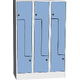 Space-saving metal “Z” locker with compact laminate doors Modrá - pudrová Světle šedá - RAL 7035