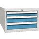 Under the worktop hanging container with 3 drawers Světle modrá - RAL 5012 Světle šedá - RAL 7035