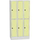 Horizontally divided steel locker with compact laminate doors Žlutá - pudrová Světle šedá - RAL 7035