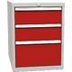 Basic container with 3 drawers Ohnivě červená - RAL 3000 Světle šedá - RAL 7035