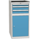Basic combined workshop cabinet with 1 door, 2 shelves and 3 drawers