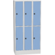 Horizontally divided steel locker with compact laminate doors Modrá - pudrová Světle šedá - RAL 7035