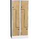 Space-saving metal “Z” locker with compact laminate doors Dekor - Bříza Světle šedá - RAL 7035