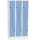 Space-saving metal “Z” locker with compact laminate doors Modrá - pudrová Světle šedá - RAL 7035
