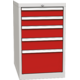Basic container with 5 drawers Ohnivě červená - RAL 3000 Světle šedá - RAL 7035