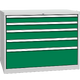 Drawer container with 5 drawers Dopravní zelená - RAL 6024 Světle šedá - RAL 7035