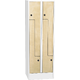 Space-saving metal “Z” locker with compact laminate doors Dekor - Buk Světle šedá - RAL 7035