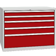 Drawer container with 5 drawers Ohnivě červená - RAL 3000 Světle šedá - RAL 7035