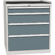 Workshop drawer cabinet for tools – 4 drawers Šedomodrá - RAL 7031 Světle šedá - RAL 7035
