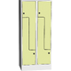 Space-saving metal “Z” locker with compact laminate doors Žlutá - pudrová Světle šedá - RAL 7035