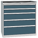 Workshop drawer cabinet for tools – 5 drawers Šedomodrá - RAL 7031 Světle šedá - RAL 7035