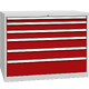 Drawer container with 6 drawers Ohnivě červená - RAL 3000 Světle šedá - RAL 7035