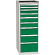 Workshop drawer cabinet for tools – 10 drawers Dopravní zelená - RAL 6024 Světle šedá - RAL 7035