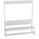 Locker room bench with coat rack 