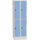 Horizontally divided steel locker with compact laminate doors Modrá - pudrová Světle šedá - RAL 7035