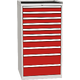 Workshop drawer cabinet for tools – 10 drawers Ohnivě červená - RAL 3000 Světle šedá - RAL 7035