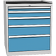Workshop drawer cabinet for tools – 5 drawers Světle modrá - RAL 5012 Světle šedá - RAL 7035