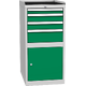 Basic combined workshop container with 1 door, 1 shelf and 4 drawers