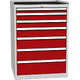 Workshop drawer cabinet for tools – 7 drawers Ohnivě červená - RAL 3000 Světle šedá - RAL 7035