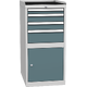 Basic combined workshop container with 1 door, 1 shelf and 4 drawers