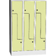 Space-saving metal “Z” locker with compact laminate doors Žlutá - pudrová Světle šedá - RAL 7035