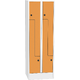 Space-saving metal “Z” locker with compact laminate doors Oranžová - pudrová Světle šedá - RAL 7035