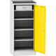 Workshop tool cupboard with framed rubber worktop