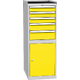 Basic combined workshop cabinet with 1 door, 2 shelves and 5 drawers