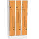 Space-saving metal “Z” locker with compact laminate doors Oranžová - pudrová Světle šedá - RAL 7035