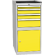Basic combined workshop container with 1 door, 1 shelf and 4 drawers