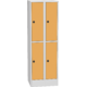 Horizontally divided steel locker with compact laminate doors Oranžová - pudrová Světle šedá - RAL 7035