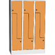 Space-saving metal “Z” locker with compact laminate doors Oranžová - pudrová Světle šedá - RAL 7035