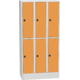 Horizontally divided steel locker with compact laminate doors Oranžová - pudrová Světle šedá - RAL 7035