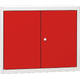 Double-door central cabinet for DPJ workbenches – 2 doors, 1 shelf Ohnivě červená - RAL 3000 Světle šedá - RAL 7035