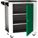 Mobile assembly trolley SVL series – 1 door, 2 shelves Dopravní zelená - RAL 6024 Světle šedá - RAL 7035