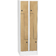 Space-saving metal “Z” locker with compact laminate doors Dekor - Bříza Světle šedá - RAL 7035