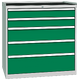 Workshop drawer cabinet for tools – 5 drawers Dopravní zelená - RAL 6024 Světle šedá - RAL 7035