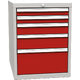 Basic container with 5 drawers Ohnivě červená - RAL 3000 Světle šedá - RAL 7035