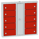 Locker for charging mobile devices with USB ports Ohnivě červená - RAL 3000 Světle šedá - RAL 7035