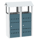 Dvojtý venkovní odpadkový koš na běžný nebo recyklovaný odpad - 2 x 50 l Šedomodrá - RAL 7031 Světle šedá - RAL 7035