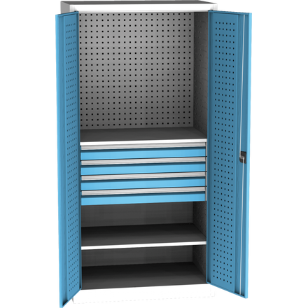 Heavy-duty SPD Universal Workshop Cabinet w/ DVB perforation, 4 drawers, 2 shelves